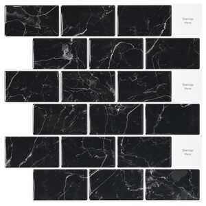 vidaXL Subway plaat 20 pcs Must Marmor 30 x 30 cm Pol&uuml;uretaan ja PET