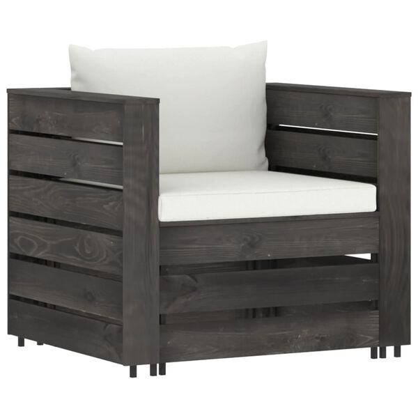 vidaXL 7-osaline aiam&ouml;&ouml;bli komplekt patjadega, hall, immutatud puit