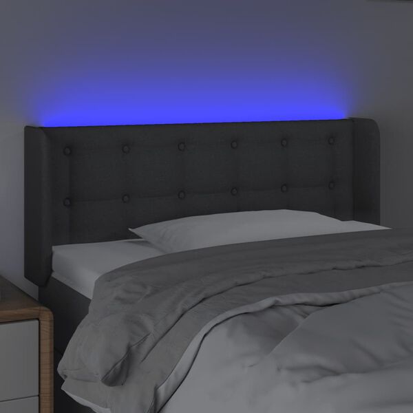 vidaXL LED-voodipeats, tumehall, 93x16x78/88 cm, kangas