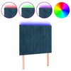 vidaXL LED-voodipeats, tumesinine, 100x5x118/128 cm, samet