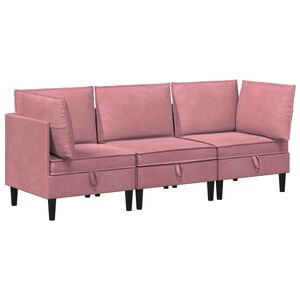 vidaXL Elutoa m&ouml;&ouml;bliseade padjaga ladustamisega 3 pcs Roosa Samet