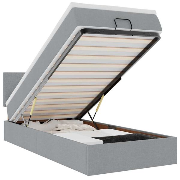 vidaXL ottomani voodi madratsiga, helehall, 100x200 cm, kangas