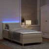 vidaXL LED Box Spring Voodi madratsiga LEDiga cream 90 x 200 cm kangas