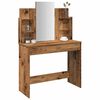vidaXL Peegliga tualettlaud Old Wood 96x39x142 cm