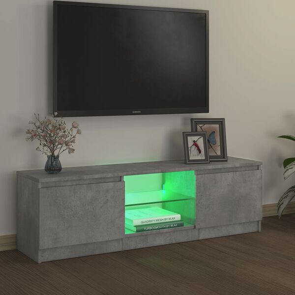 vidaXL telerialus LED-tuledega, betoonhall, 120 x 30 x 36 cm