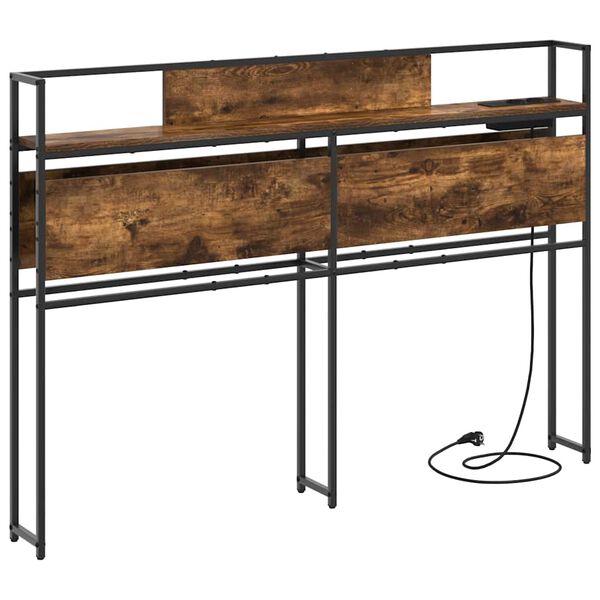 vidaXL Hoiustamispeatoe riiuliga Suitsutatud tamm 135 cm Tehispuit