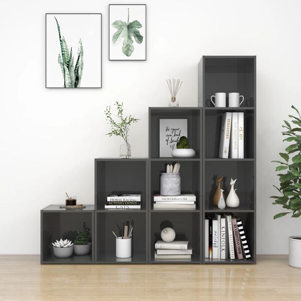 vidaXL 4-osaline telerikappide komplekt, hall, tehispuit