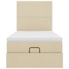 vidaXL ottomani voodi madratsiga, kreemjas, 90x200 cm, kangas