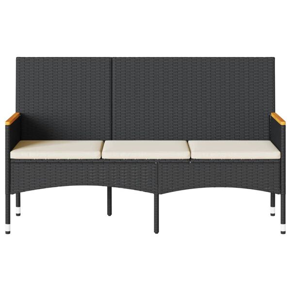 vidaXL 3-kohaline aiapink koos istmepatjadega, must, polürotang