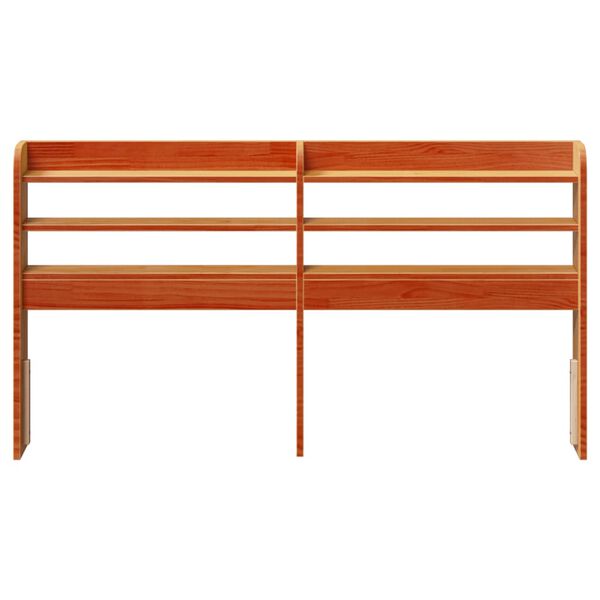 vidaXL riiulitega voodipeats, vahapruun, 120 cm, männipuit