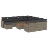 vidaXL 13-osaline aiadiivani komplekt patjadega, hall, polürotang