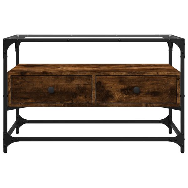 vidaXL klaasplaadiga telerikapp suitsutatud tamm 80x35x51 cm tehispuit