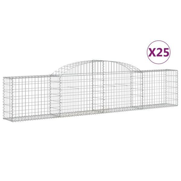 vidaXL kaarekujulised gabioonkorvid 25 tk, 300 x 30 x 60/80 cm, raud