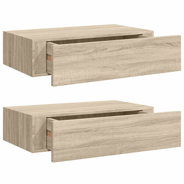 vidaXL sahtlitega seinariiulid, 2 tk, tamm, 40 x 23,5 x 10 cm MDF