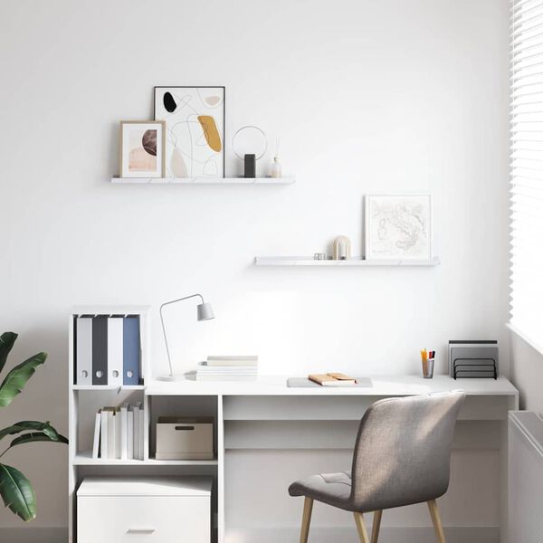 vidaXL Seinariiul riiuliga 2 pcs Valge Marmor 80 x 9 x 3 cm Tehispuit