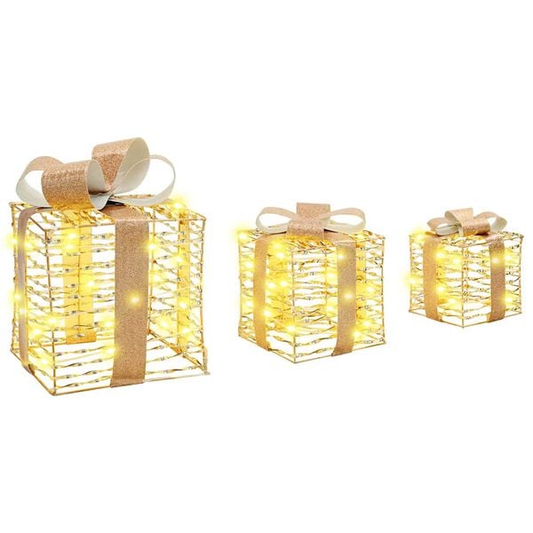 vidaXL Kingituse kast 3 pcs Soe valge 20 x 20 x 20 cm PET