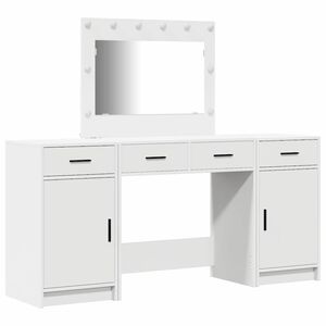 vidaXL Riietumislaud peeglituledega sahtliga 3 pcs Valge Tehispuit