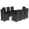 vidaXL 9-osaline aiam&ouml;&ouml;bli komplekt patjadega, must, pol&uuml;rotang