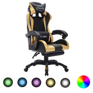 vidaXL v&otilde;idus&otilde;idutool RGB LED-tuledega, kuldne ja must, kunstnahk