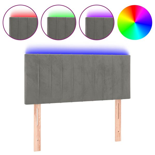 vidaXL LED-voodipeats, helehall, 80x5x78/88 cm, samet