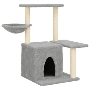 vidaXL kassimaja sisalk&ouml;itega kraapimispuudega, helehall, 83 cm