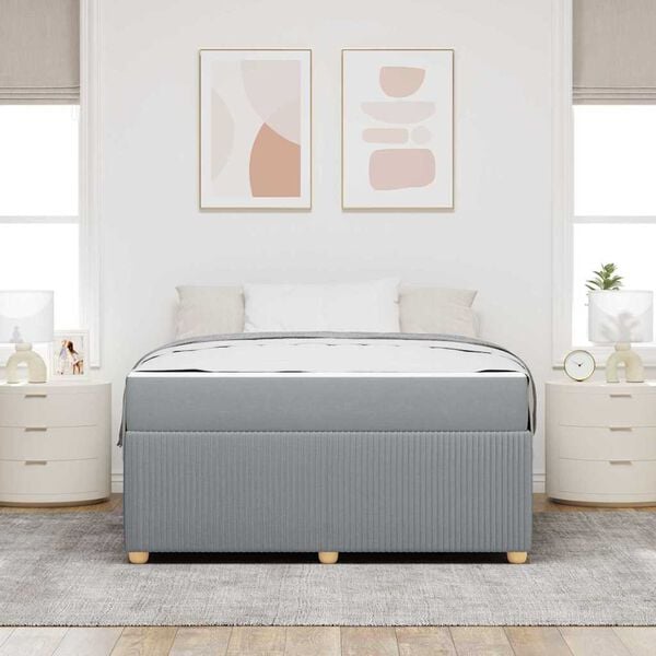 vidaXL Voodi raam madratsiga Helehall 160 x 200 cm kangas