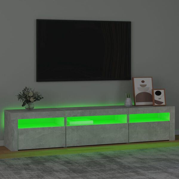 vidaXL telerialus LED-tuledega, betoonhall, 195x35x40 cm