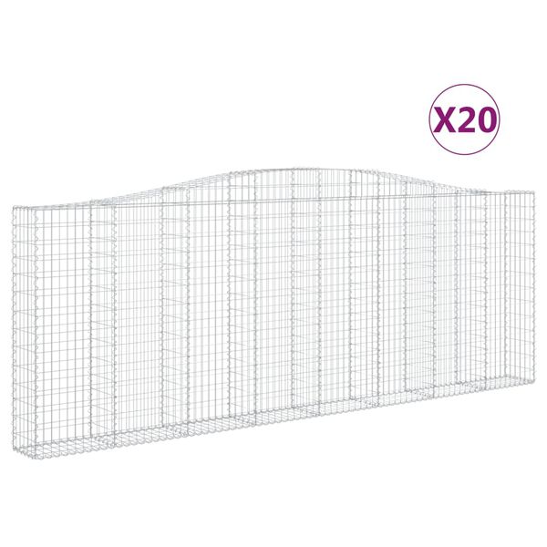 vidaXL kaarekujulised gabioonkorvid 20 tk, 400x30x140/160 cm, raud