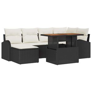 vidaXL Aia Diivanikomplekt padjaga 7 pcs Must ja kreemjas