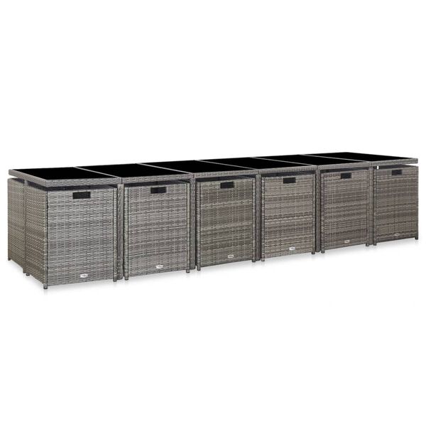 vidaXL 17-osaline aiam&ouml;&ouml;blikomplekt patjadega, pol&uuml;rotang, hall