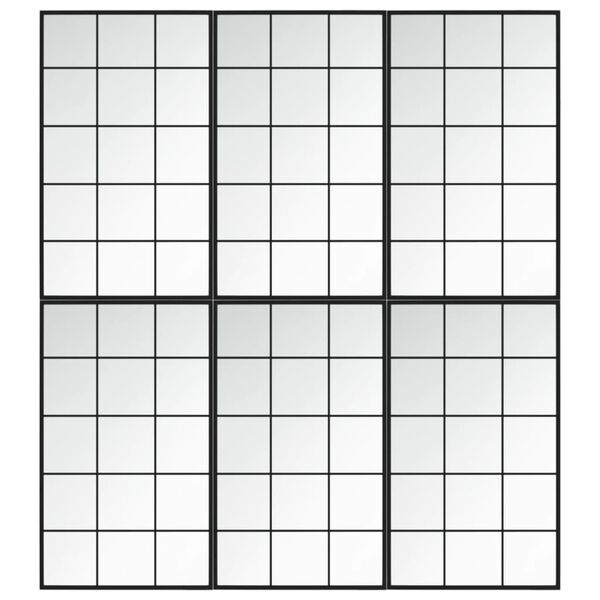 vidaXL seinapeeglid 6 tk, must, 100 x 60 cm, metall