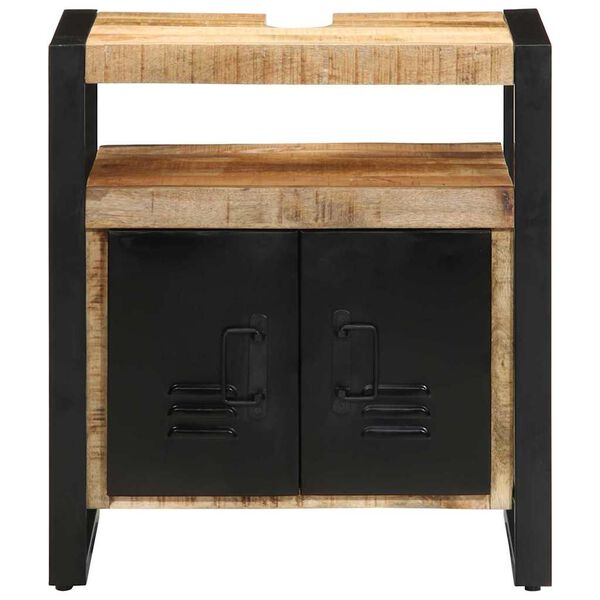 vidaXL Vannitoakapp riiuliga uksega Pruun 55 x 35 x 60 cm Mangopuit