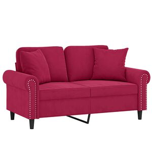 vidaXL 2-kohaline diivan patjadega, veinipunane, 120 cm, samet