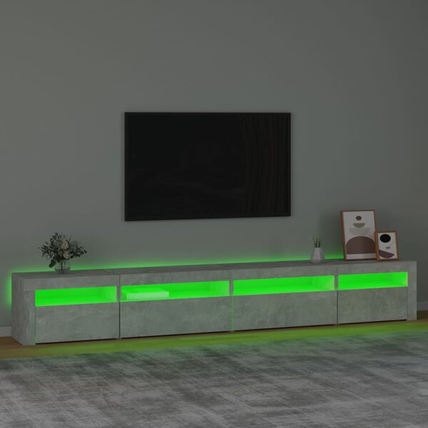 vidaXL telerialus LED-tuledega, betoonhall, 270x35x40 cm