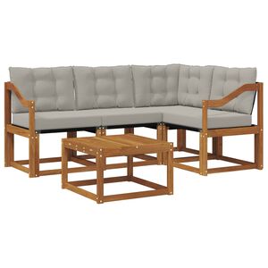 vidaXL V&auml;li diivanikomplekt padjaga 5 pcs Looduslik ja Hele Hall