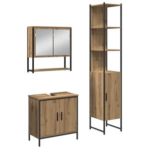 vidaXL Vannitoa m&ouml;&ouml;bleset riiuliga ladustamisega 3 pcs Pruun Tehispuit