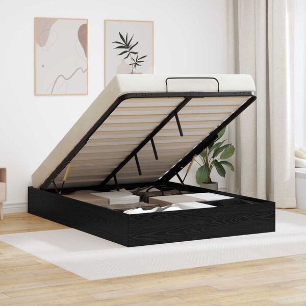 vidaXL Ottomani voodiraam Must Tamm 203 x 140 x 25 cm T&ouml;&ouml;deldud puit