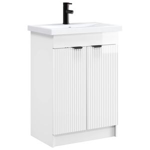 vidaXL Vannitoa m&ouml;&ouml;bleset K&otilde;rgl&auml;ikega valge 56 x 37,5 x 81 cm