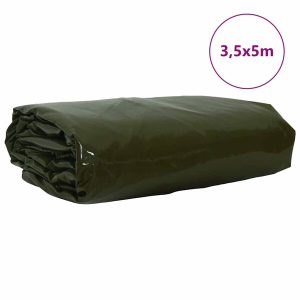 vidaXL Tarpaulin 650g / m&sup2; K&uuml;pset roheline 3,5 x 5 m L&otilde;uend PVC kattega