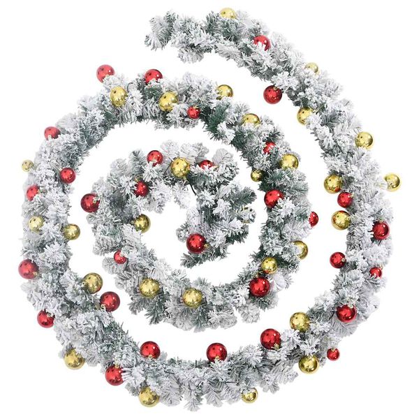 vidaXL jõulupärjakeste ja LED-tuledega, roheline, 20 m, PVC