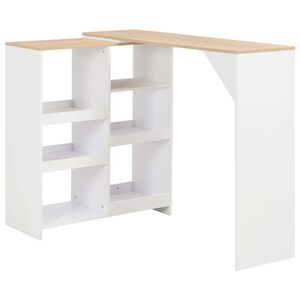 vidaXL baarilaud liigutatava riiuliga, valge, 138 x 39 x 110 cm