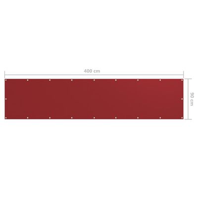 vidaXL rõdusirm, punane, 90 x 400 cm, oxford-kangas