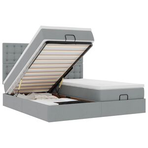 vidaXL Ottomani voodiraam madratsitega, helehall, 180x200cm, kangas