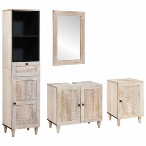 vidaXL Vannitoa m&ouml;&ouml;bleset sahtliga riiuliga 4 pcs Valge Tehispuit