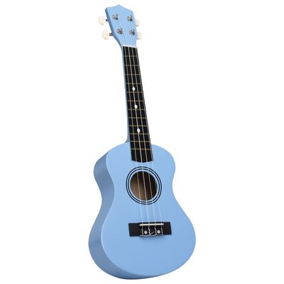 vidaXL sopran ukulele komplekt kotiga lastele sinine 21"