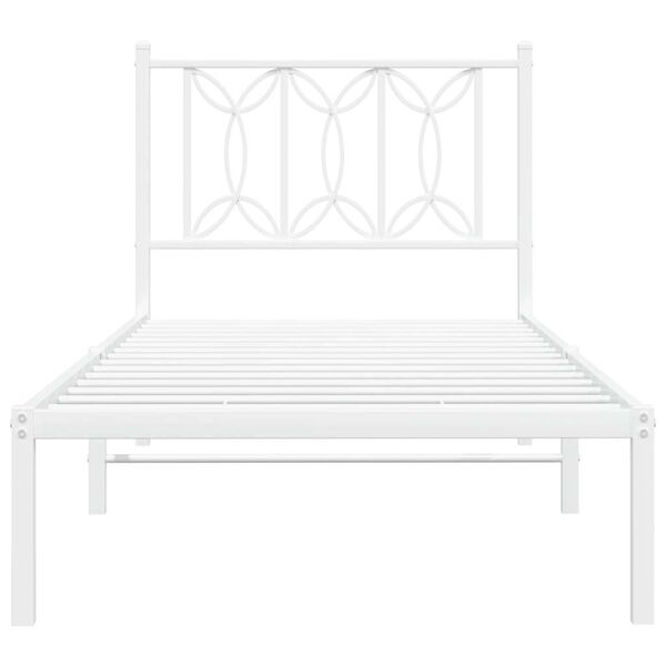 vidaXL metallist voodiraam peatsiga, valge, 90 x 190 cm