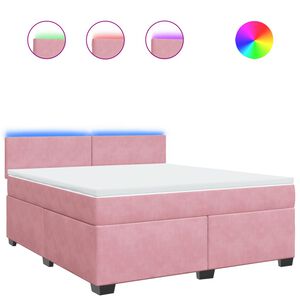 vidaXL kontinentaalvoodi madratsiga, roosa, 180x200 cm, samet