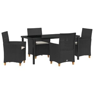 vidaXL Aia s&ouml;&ouml;gilaudade komplekt 5 pcs Must pol&uuml;rotang