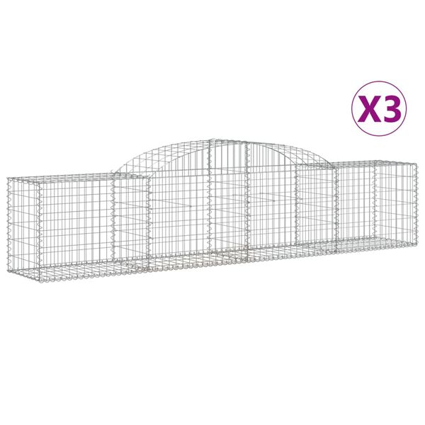 vidaXL kaarekujulised gabioonkorvid 3 tk, 300x50x60/80 cm, raud