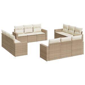 vidaXL 12-osaline aiadiivani komplekt patjadega, beež, pol&uuml;rotang